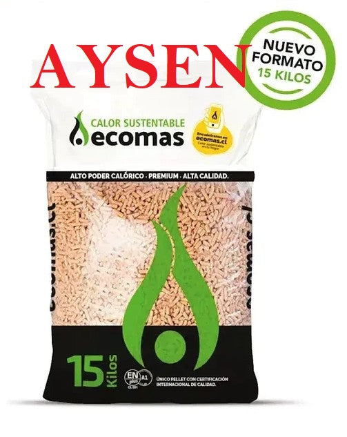 PELLET PARA CALEFACCION ECOMAS X 15KG PUERTO AYSEN
