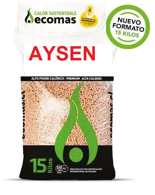 PELLET PARA CALEFACCION ECOMAS X 15KG PUERTO AYSEN